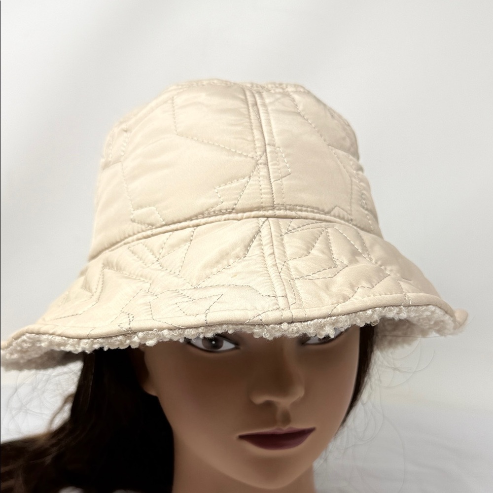 Rag & Bone Sherpa Quilted Bucket Hat Cream Neutral Scandi Winter Quiet Luxury - Picture 2 of 8